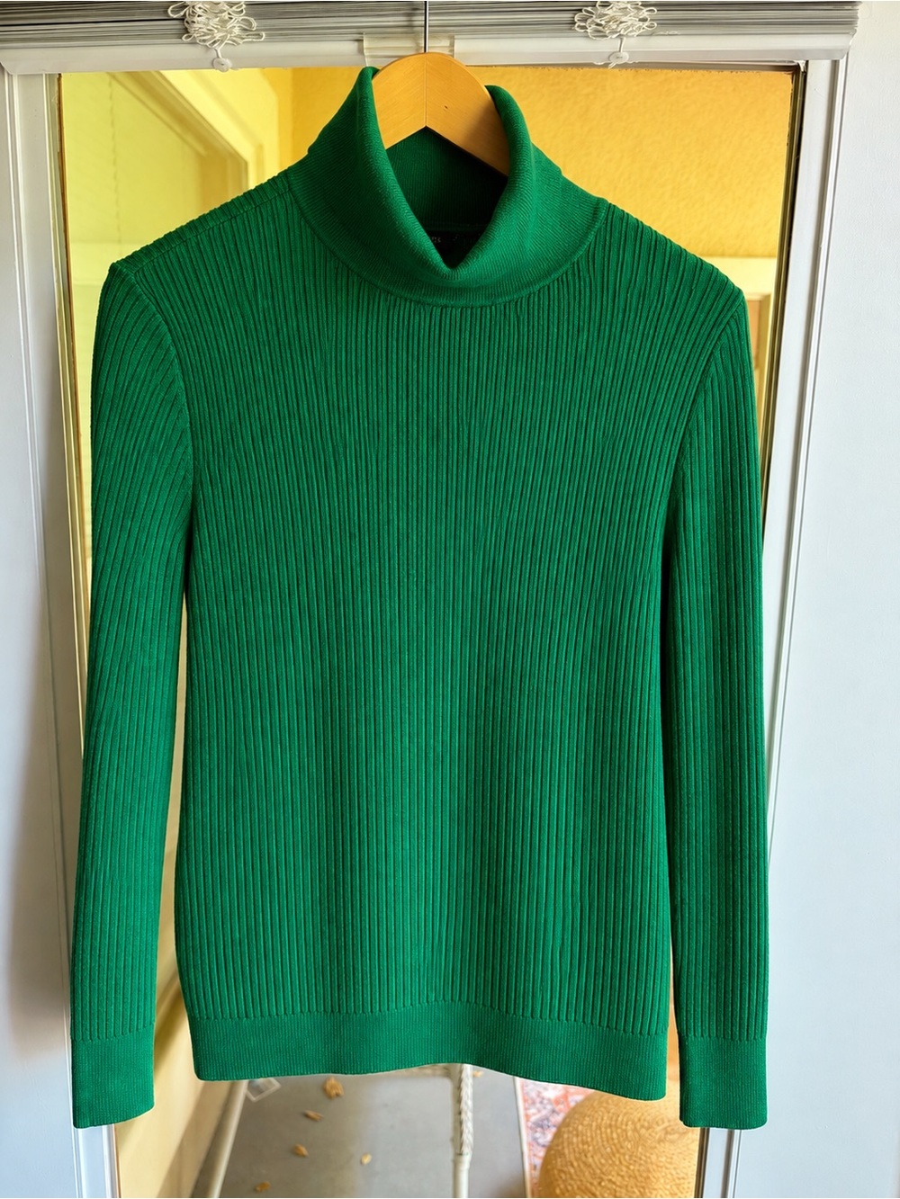 Talbots Ribbed turtleneck sweater button cuffs